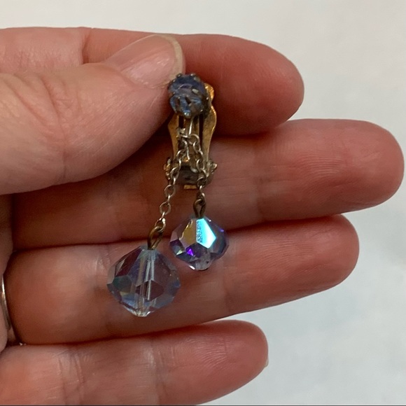 Lot 5 Pair Clip On Earrings Vintage Rhinestone Crystal Silver Gold Tone Costume - Picture 9 of 15